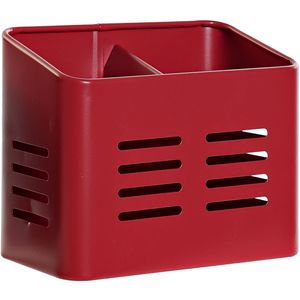 Items keukengerei houder - rood - 16 x 9 x 13 cm - metaal - vintage   -