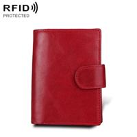 Antimagnet RFID Genuine Leather Wallet / Passport Package / Cowhide Card Slot for man (Red)