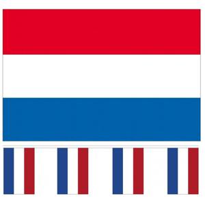 Nederland versiering/feestartikelen set - vlag 90 x 150 cm - vlaggenlijn van 300 cm - landen