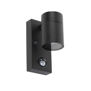Mason wandlamp - Zwart - Bewegingsmelder en schemerschakelaar - IP44 spatwaterdicht - Spotlight voor binnen en buiten - Exclusief GU10 lichtbron voor