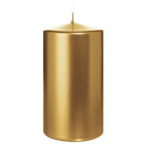 Cilinderkaars/stompkaars - metallic goud - 13 x 7 cm - 52 branduren