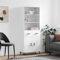 Hoge kast 69,5x34x180 cm bewerkt hout wit