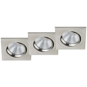 LED Spot 3 Pack - Inbouwspot - Trion Paniro - Vierkant 5W - Dimbaar - Warm Wit 3000K - Mat Nikkel - Aluminium - 80mm