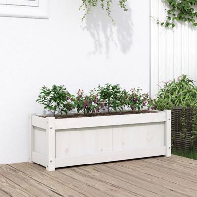 VidaXL Plantenbak 90x31x31 cm massief grenenhout wit