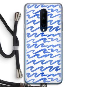 Blauwe golven: OnePlus 7 Pro Transparant Hoesje met koord