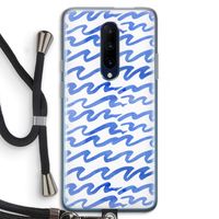 Blauwe golven: OnePlus 7 Pro Transparant Hoesje met koord
