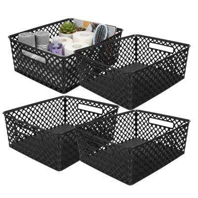 Storage Solutions Kast Opbergmand - 4x - van kunststof - zwart - 29 x 35 x 13 cm - 11 liter inhoud