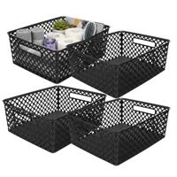 Storage Solutions Kast Opbergmand - 4x - van kunststof - zwart - 29 x 35 x 13 cm - 11 liter inhoud