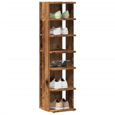 Schoenenkast 28x27x102 cm bewerkt hout oud houtkleurig
