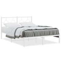 Bedframe met hoofdbord metaal wit 140x190 cm