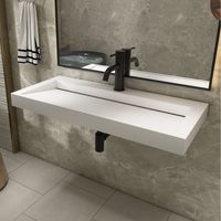 Saniclear Hoya wastafel met kraangat 100x45.5x8 cm solid surface wit mat
