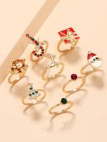 8 Piece/Set Christmas Cartoon Pattern Ring Set