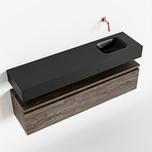 Toiletmeubel Mondiaz Andor | 120 cm | Meubelkleur Dark brown | Lex vrijhangend wastafel Urban Rechts | Zonder kraangat