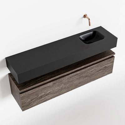 Toiletmeubel Mondiaz Andor | 120 cm | Meubelkleur Dark brown | Lex vrijhangend wastafel Urban Rechts | Zonder kraangat