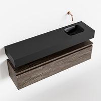 Toiletmeubel Mondiaz Andor | 120 cm | Meubelkleur Dark brown | Lex vrijhangend wastafel Urban Rechts | Zonder kraangat