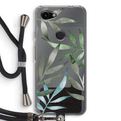 Tropical watercolor leaves: Pixel 3a Transparant Hoesje met koord