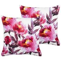 Beliani-LANROSSO-Tuinkussen set van 2-Roze|Wit-45 x 45 cm-Polyester