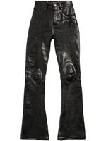 Balenciaga pantalon en cuir à coupe évasée - Noir