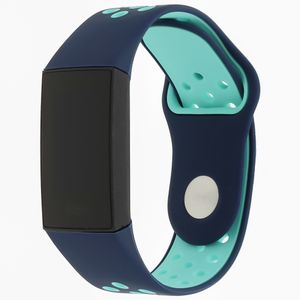 Fitbit Charge 3 & 4 Sport Bandje - Donkerblauw Lichtblauw - ML
