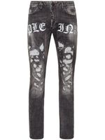 Philipp Plein logo-print straight-leg jeans - Gris