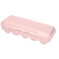 Eierdoos - koelkast organizer eierhouder - 10 eieren - licht roze - kunststof - 27 x 12,5 cm   -