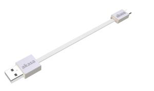 Akasa USB-kabel USB 2.0 USB-A stekker, USB-micro-B stekker 0.15 m Wit Zeer flexibel, Vergulde steekcontacten, UL gecertificeerd AK-CBUB16-15WH