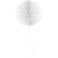 Decoratie bol - wit - 30 cm - crepe papier - versiering - feestversiering