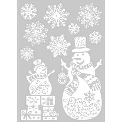 Kerst raamstickers Sneeuwpop - vel van 34 x 28 cm - raamdecoratie