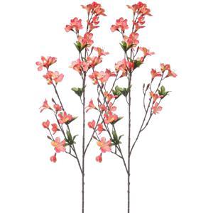 Kunstbloem Azalea bloesem - 2x - 90 cm - koraal roze - Kunst zijdebloemen