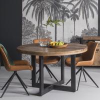 LivingFurn Ronde Eettafel Strong 140cm, Mangohout en staal