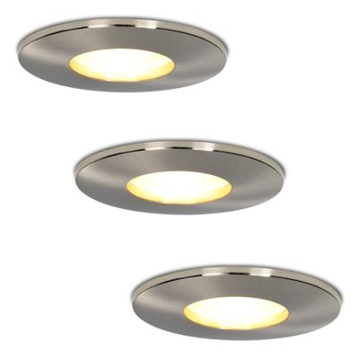 Set van 3 Vegas - LED Inbouwspots - 4 Watt 345 lumen - 2700K Warm wit - GU10 - Dimbaar - Rond - IP44 voor badkamer, buiten en binnen - RVS