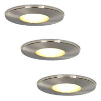Set van 3 Vegas - LED Inbouwspots - 4 Watt 345 lumen - 2700K Warm wit - GU10 - Dimbaar - Rond - IP44 voor badkamer, buiten en binnen - RVS