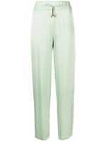 AERON pantalon en satin Aurella à lien de resserrage - Vert - thumbnail