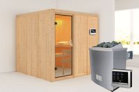 Karibu | Rodin Sauna | Bronzeglas Deur | Kachel 9 kW Externe Bediening - thumbnail