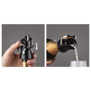 Vacu Vin Champagneset - Zwart - 3 delige set