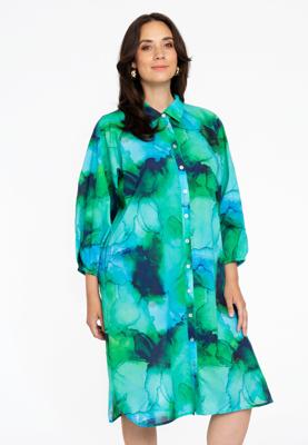 Yoek Blouse jurk | Groen | Maat 58/60
