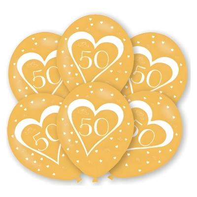 Ballonnen 50 jaar - 6x stuks - goud - huwelijk - jubileum - feestartikelen Ballonnen 50 jaar - 6x stuks - goud - huwelijk - jubileum - feestartikelen