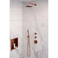 Inbouw Regendouche Set Brauer Copper Edition Gebogen Wanduitloop Ronde Hoofddouche 20 cm Met Twee Stopkranen Koper Brauer