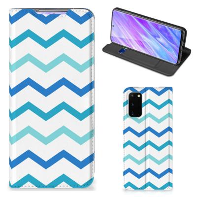 Samsung Galaxy S20 | Hoesje met Magneet | Zigzag Blauw