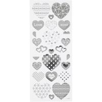 Creativ Company Stickers, harten, vel 10x24 cm, ca. 25 stuk, zilver, 1 vel