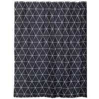 Douchegordijn Grafisch - met ringen - zwart - polyester - 180 x 200 cm - wasbaar