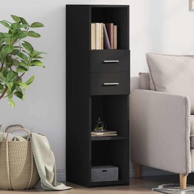 Hoge kast 30x42,5x124 cm bewerkt hout zwart