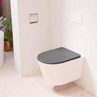 Wandcloset Mondiaz Lavie | Zonder spoelrand | Incl.Toiletzitting-Dark Grey | Keramiek | Rosee