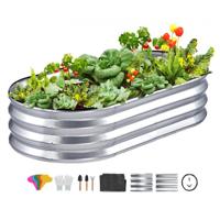 VEVOR verhoogde plantenbak bloembak tuin plantenbak terras groentebed tuinbed plantenbed zilver 120x60x30cm gegalvaniseerd metaal ideaal voor het kweken van groenten fruit kruiden etc.