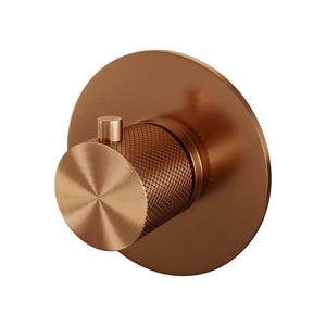 Inbouwthermostaat Brauer Copper Carving met Ronde knop en Rozet Geborsteld Copper Brauer