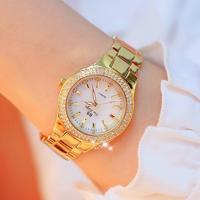 BS beesister FA1258 vrouwen ronde kast Diamond legering riem horloge (goud)
