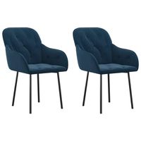 The Living Store Eetkamerstoelen - Blauw Fluweel - Ergonomisch ontworpen - 57x61x80cm