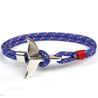 Whale staart anker charme nautische Survival touw ketting armbanden (blauw)