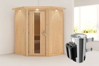 Karibu | Nanja Sauna met Dakkraag | Energiesparende Deur | Kachel 3,6 kW Geïntegreerde Bediening - thumbnail