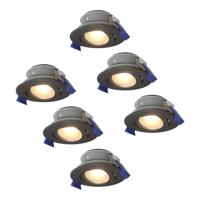 Set van 6 Lima LED inbouwspots - 5 Watt 400 lumen - 4000K neutraal wit - GU10 - Dimbaar - Rond - Kantelbaar - IP65 waterdicht - Zwart - Voor binnen, buiten en badkamer